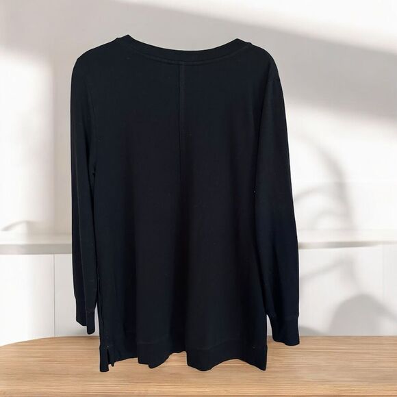 Soft Surroundings Black V Neck Long Sleeve‎ Sweatshirt LARGE - Picture 4 of 10